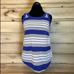 Blue and White Striped Women's Tank Top